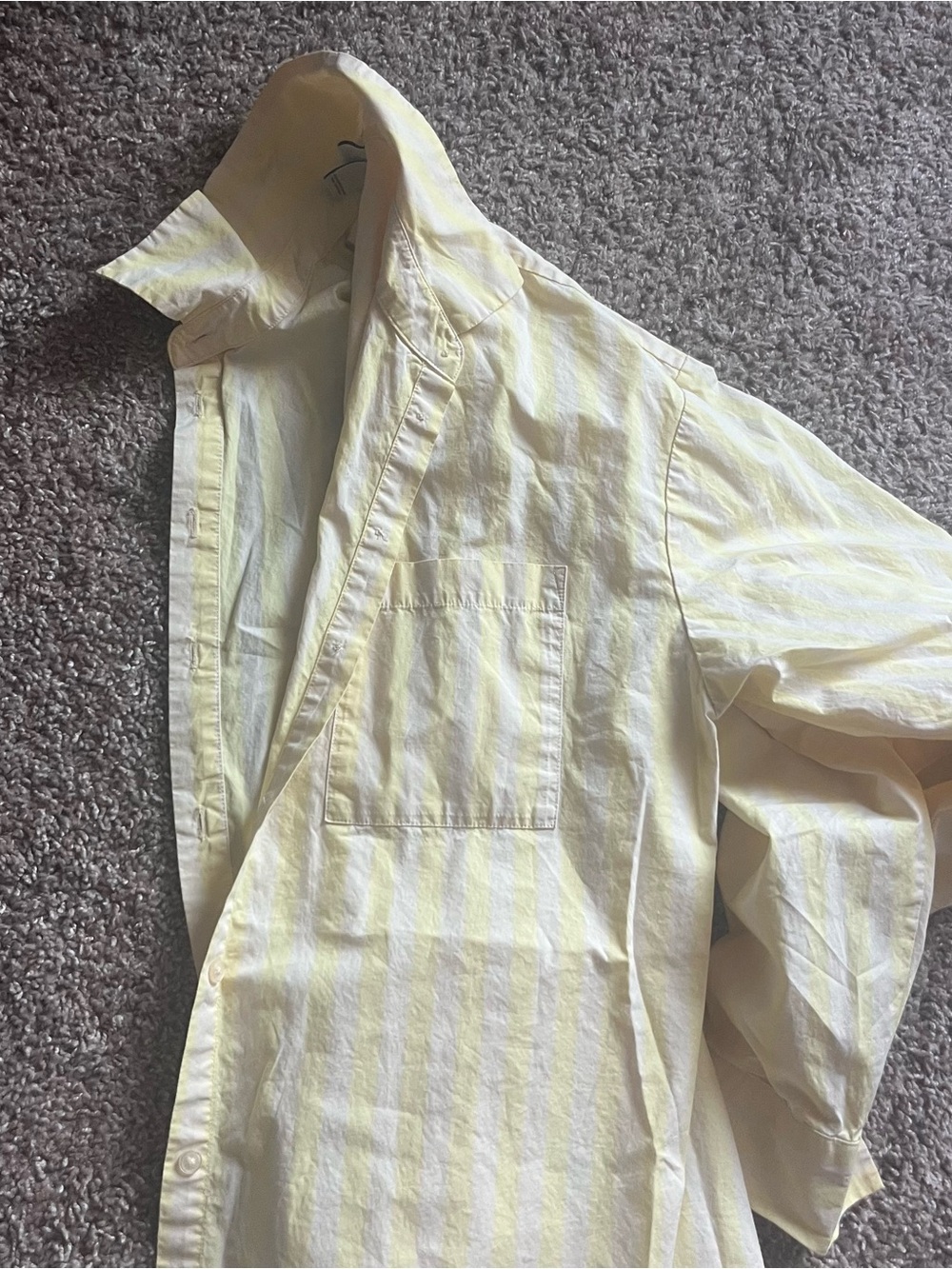 Light Yellow Striped Casual button down top